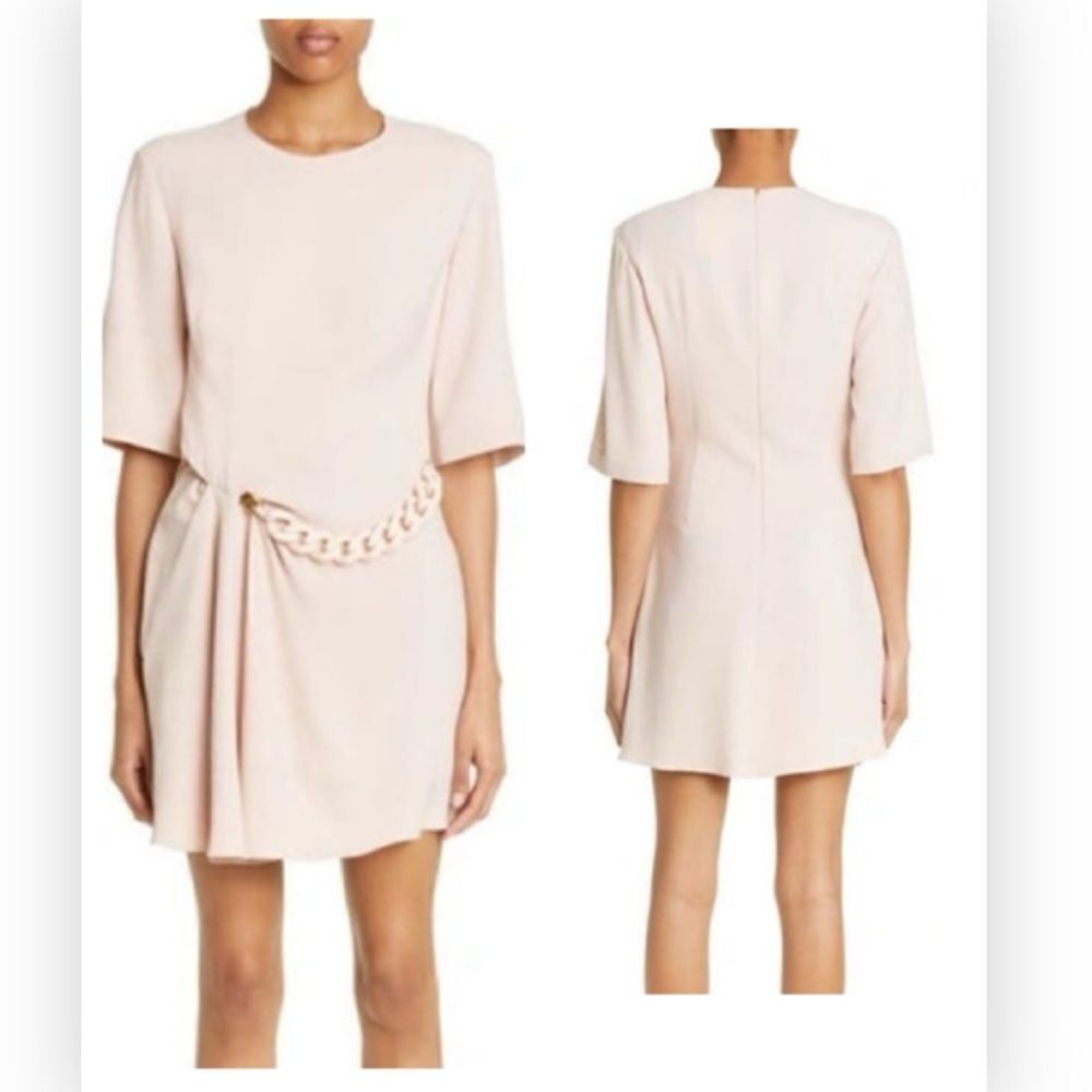 Stella McCartney Falabella Chain Gathered Mini Dress in Pink Size 4 NWT $1819